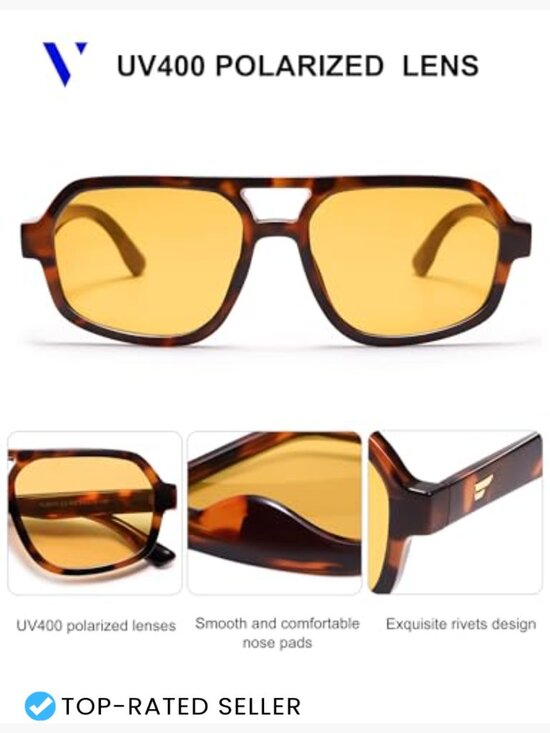 Retro Aviator Sunglasses Polarized Oversized Square Frame  display picture 1